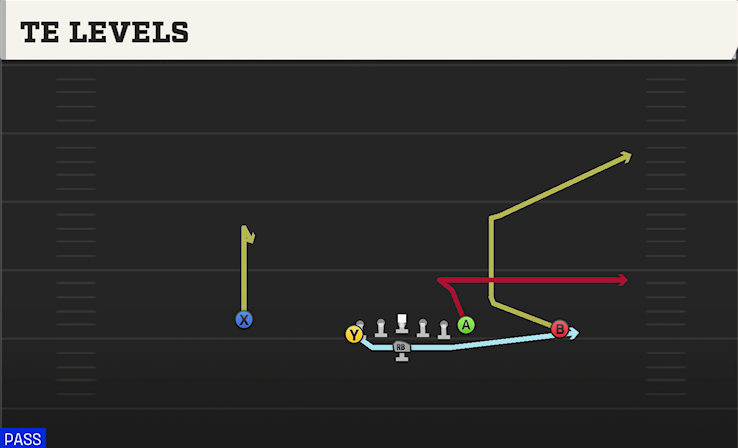 TE LEVELS play diagram College Football 27