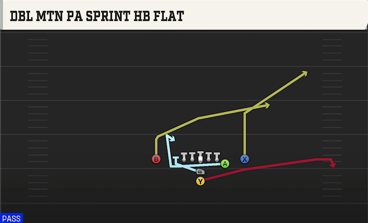 DBL MTN PA SPRINT HB FLAT play diagram College Football 27