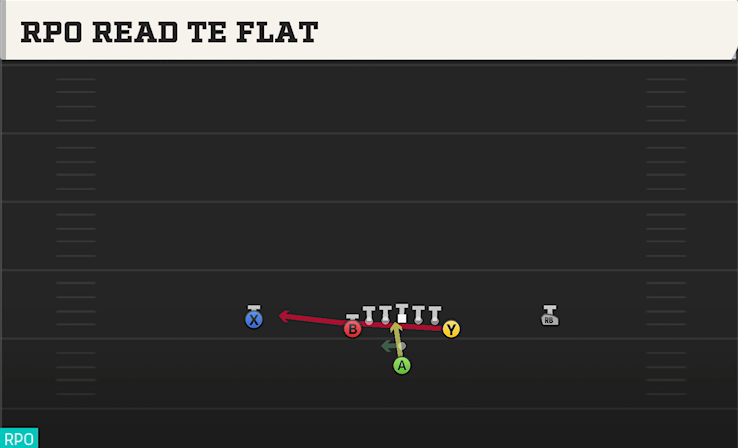 RPO READ TE FLAT play diagram College Football 27