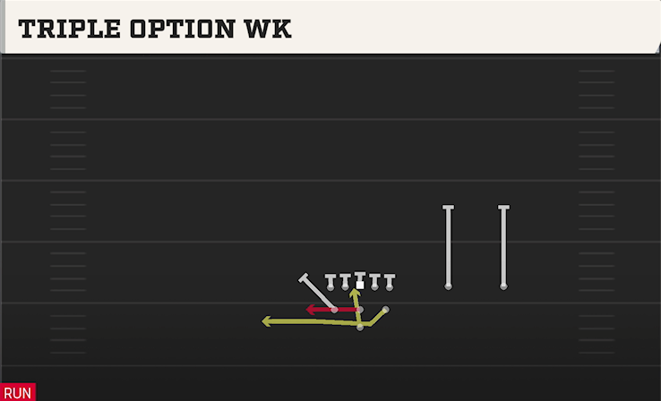 TRIPLE OPTION WK play diagram College Football 27