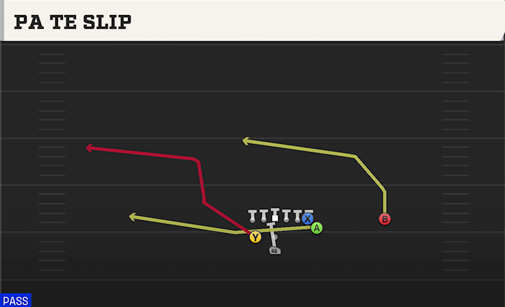 PA TE SLIP play diagram College Football 27