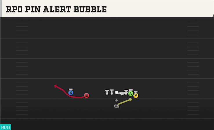 RPO PIN ALERT BUBBLE play diagram College Football 27