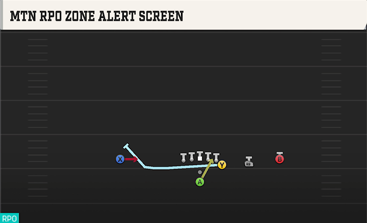 MTN RPO ZONE ALERT SCREEN play diagram College Football 27