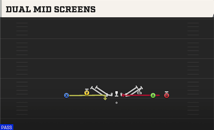 DUAL MID SCREENS play diagram College Football 27