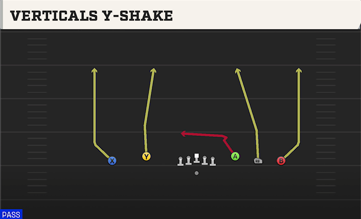 VERTICALS Y-SHAKE play diagram College Football 27