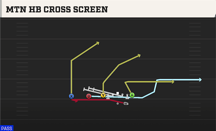 MTN HB CROSS SCREEN play diagram College Football 27