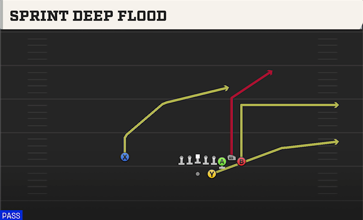 SPRINT DEEP FLOOD play diagram College Football 27