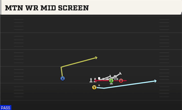 MTN WR MID SCREEN play diagram College Football 27