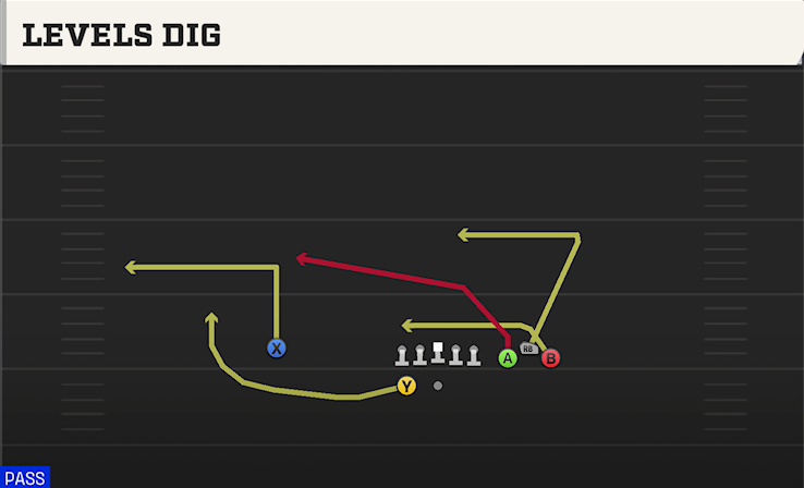 LEVELS DIG play diagram College Football 27