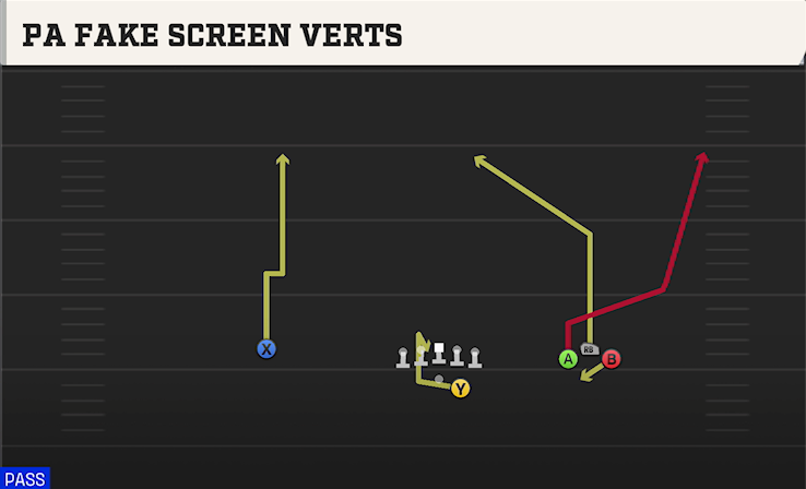 PA FAKE SCREEN VERTS play diagram College Football 27
