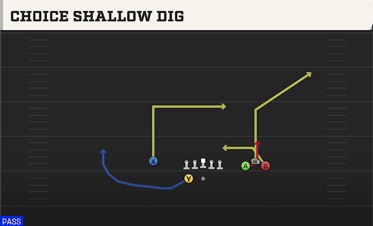 CHOICE SHALLOW DIG play diagram College Football 27