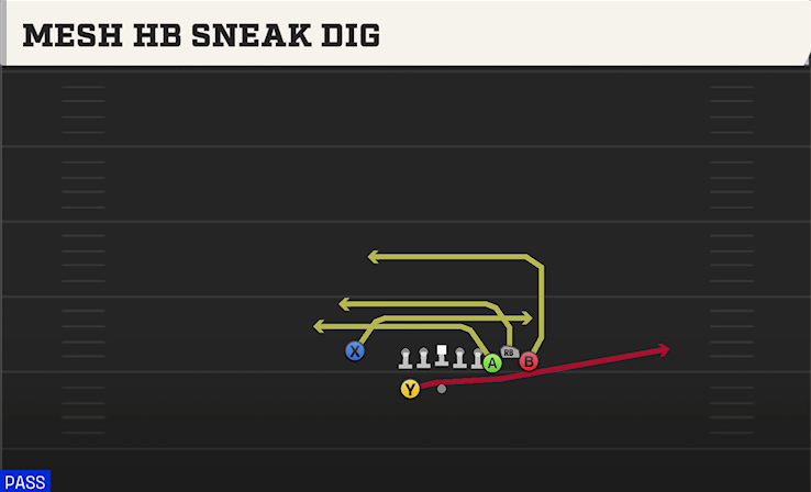 MESH HB SNEAK DIG play diagram College Football 27