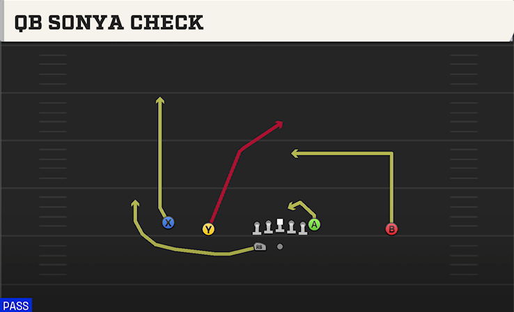 QB SONYA CHECK play diagram College Football 27