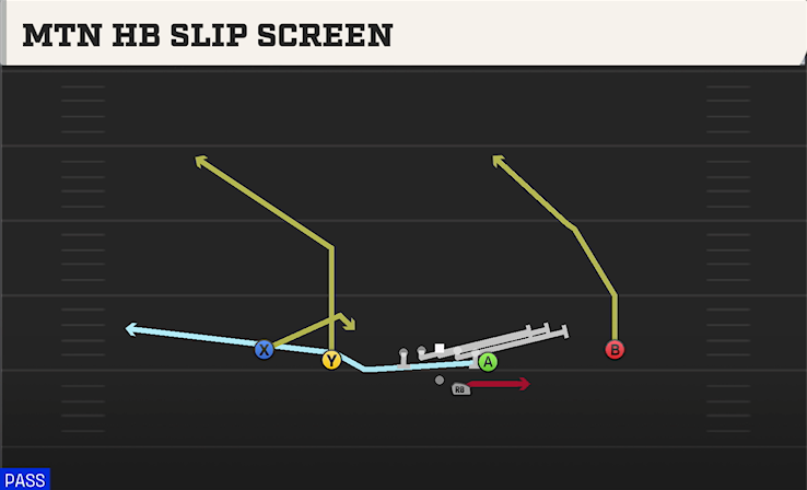 MTN HB SLIP SCREEN play diagram College Football 27