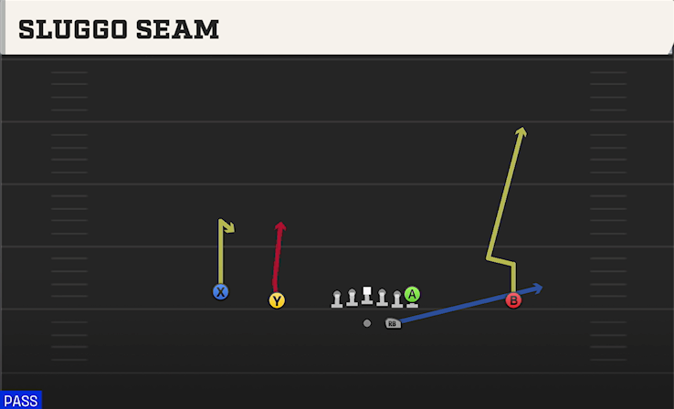 SLUGGO SEAM play diagram College Football 27