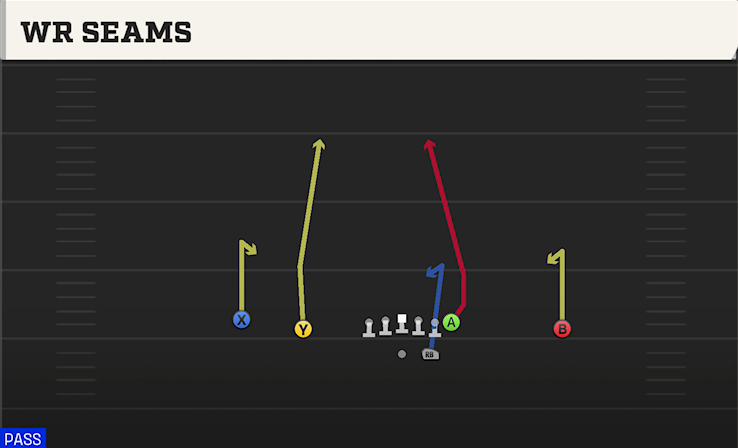 WR SEAMS play diagram College Football 27
