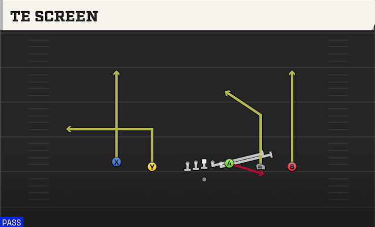 TE SCREEN play diagram College Football 27