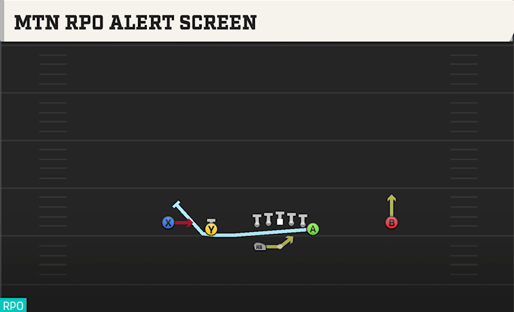 MTN RPO ALERT SCREEN play diagram College Football 27