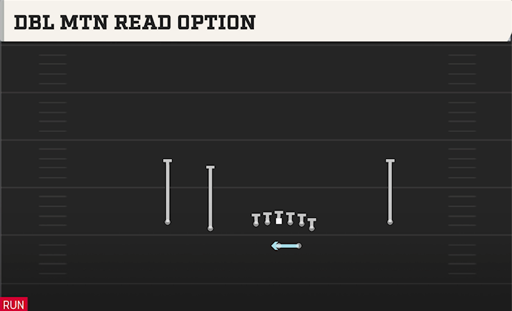 DBL MTN READ OPTION play diagram College Football 27