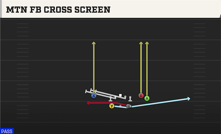 MTN FB CROSS SCREEN play diagram College Football 27