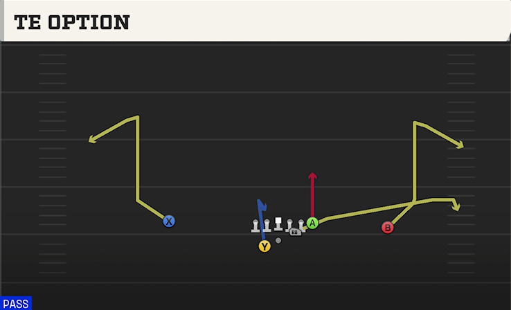 TE OPTION play diagram College Football 27