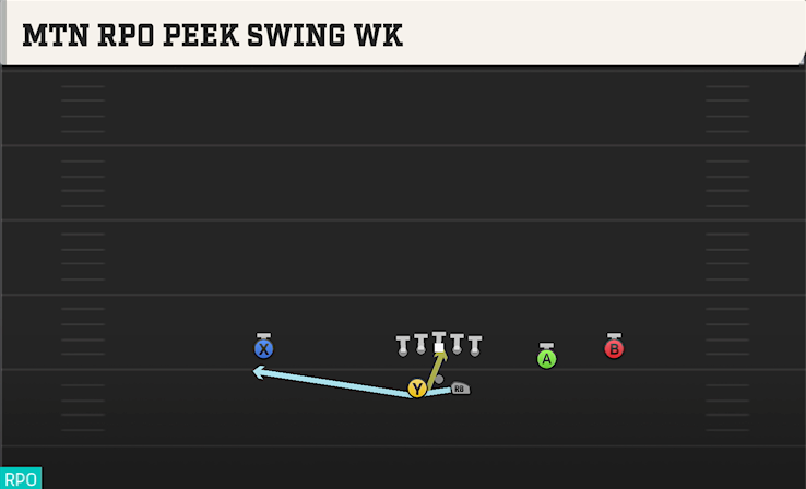 MTN RPO PEEK SWING WK play diagram College Football 27