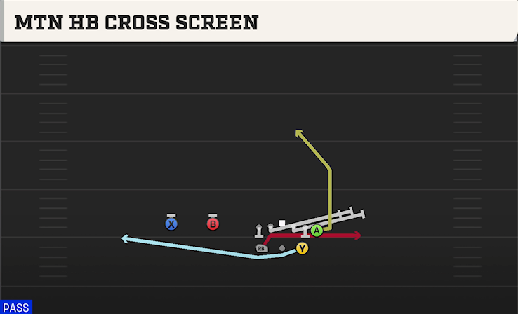 MTN HB CROSS SCREEN play diagram College Football 27