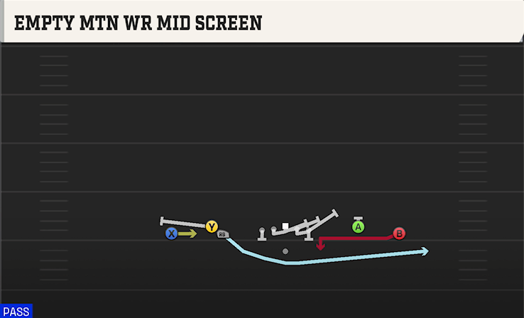 EMPTY MTN WR MID SCREEN play diagram College Football 27