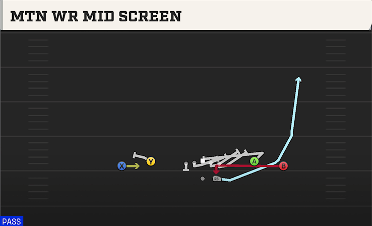MTN WR MID SCREEN play diagram College Football 27
