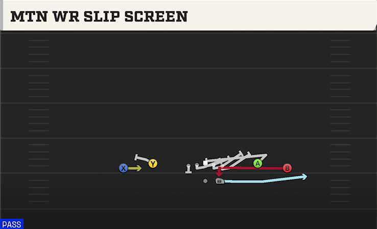 MTN WR SLIP SCREEN play diagram College Football 27