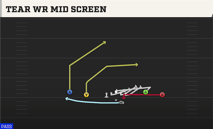 TEAR WR MID SCREEN play diagram College Football 27