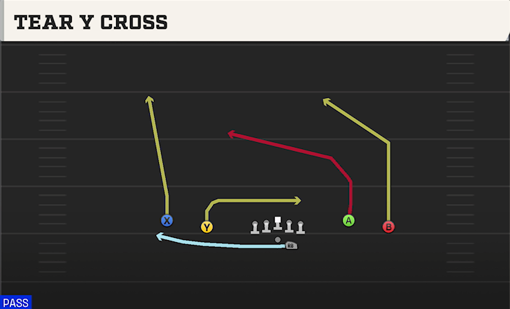 TEAR Y CROSS play diagram College Football 27