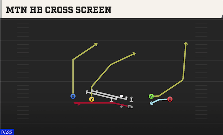 MTN HB CROSS SCREEN play diagram College Football 27