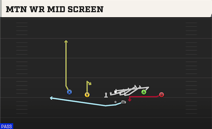 MTN WR MID SCREEN play diagram College Football 27