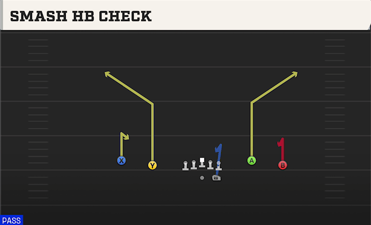 SMASH HB CHECK play diagram College Football 27