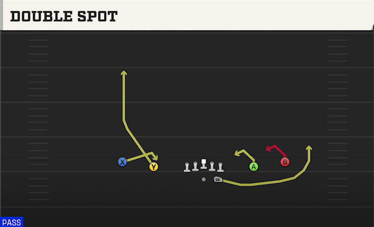 DOUBLE SPOT play diagram College Football 27