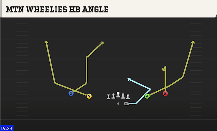 MTN WHEELIES HB ANGLE play diagram College Football 27