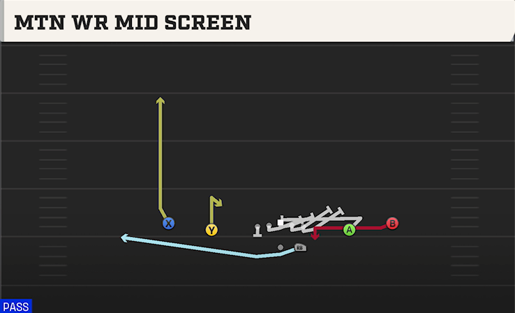 MTN WR MID SCREEN play diagram College Football 27
