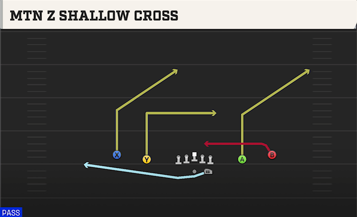 MTN Z SHALLOW CROSS play diagram College Football 27
