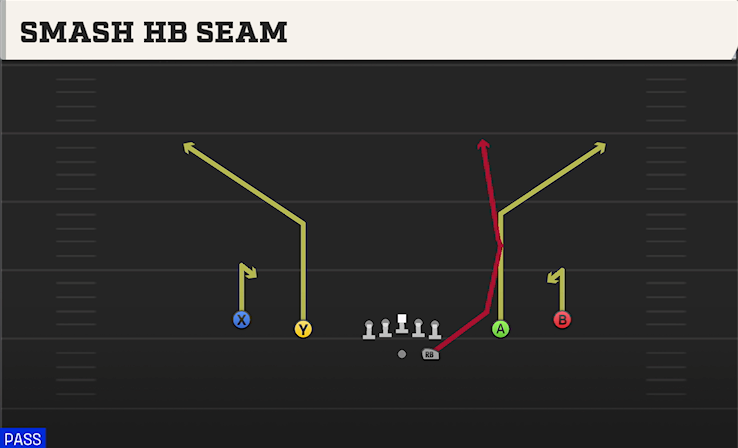SMASH HB SEAM play diagram College Football 27