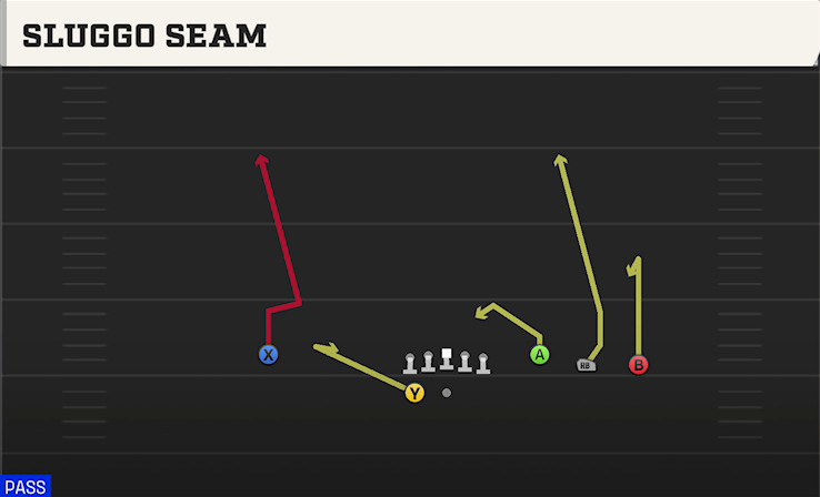 SLUGGO SEAM play diagram College Football 27