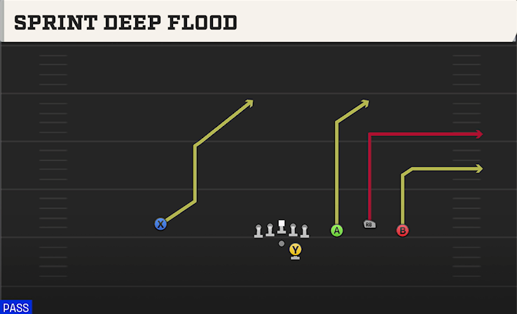 SPRINT DEEP FLOOD play diagram College Football 27