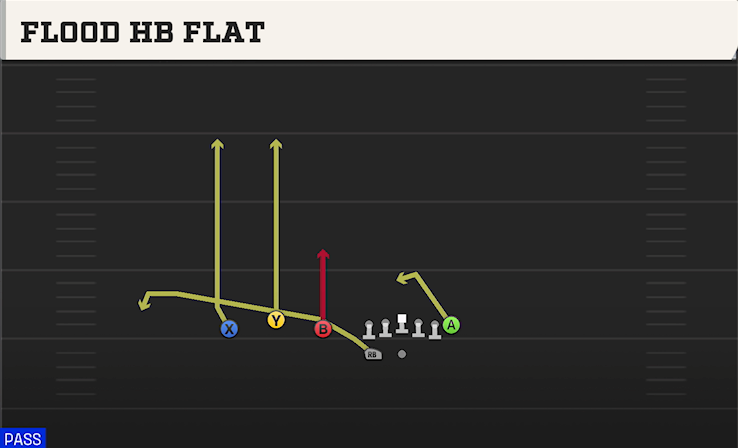 FLOOD HB FLAT play diagram College Football 27