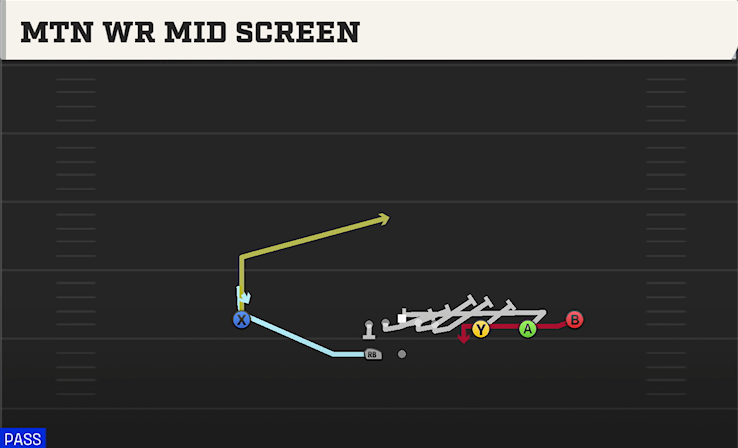 MTN WR MID SCREEN play diagram College Football 27