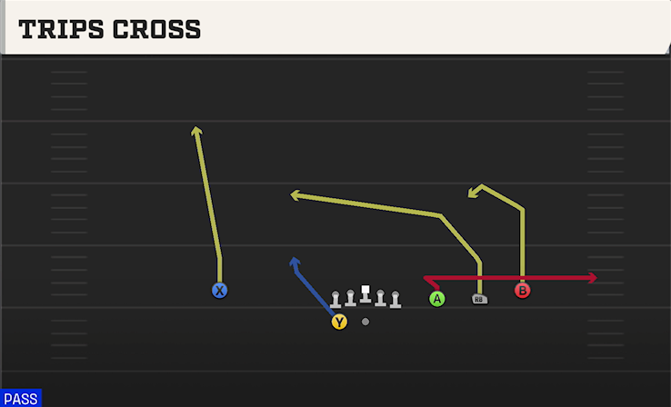 TRIPS CROSS play diagram College Football 27