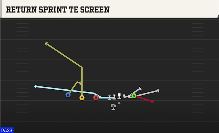 RETURN SPRINT TE SCREEN play diagram College Football 27