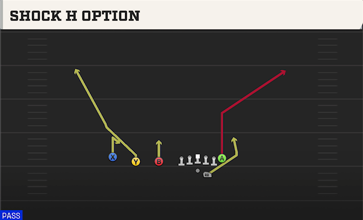 SHOCK H OPTION play diagram College Football 27