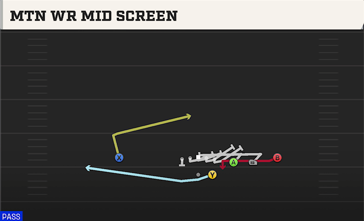 MTN WR MID SCREEN play diagram College Football 27