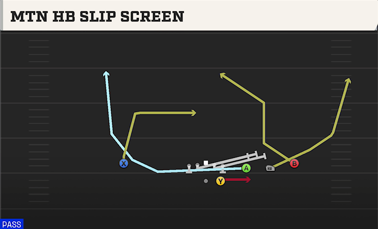 MTN HB SLIP SCREEN play diagram College Football 27