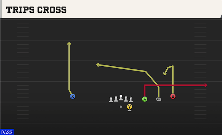 TRIPS CROSS play diagram College Football 27